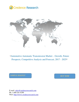 Automotive Automatic Transmission Market Set To Expand With A CAGR Of 4.9% During The Forecast Period 2017 To 2025