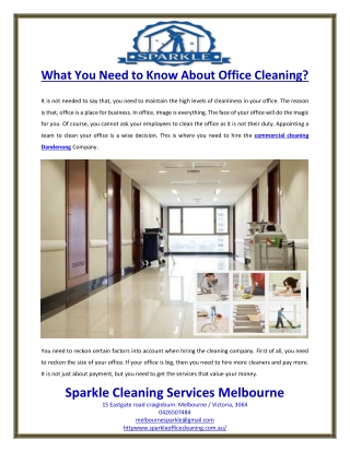 What You Need to Know About Office Cleaning?