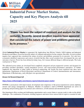 Industrial Power Market Status, Capacity and Key Players Analysis till 2025