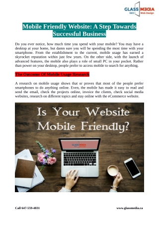 Mobile Friendly Website: A Step Towards Successful Business