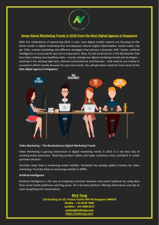 Know About Marketing Trends in 2019 from the Best Digital Agency in Singapore