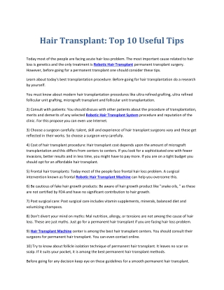 Robotic Hair Transplant System