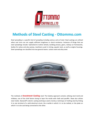 Precision Casting Foundry | Cheap but Quality Castings | OTTOMMO