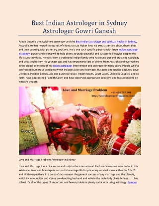 Best Indian Astrologer in Sydney Astrologer Gowri Ganesh