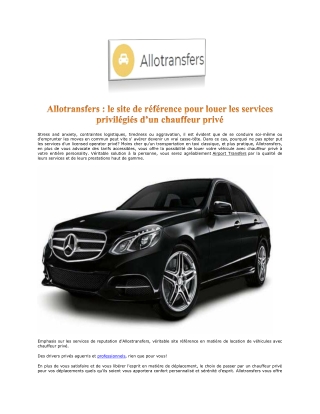 Airport Transfer VTC | Allotransfers Entreprise