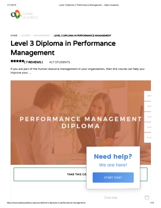 Level 3 Diploma in Performance Management – Alpha Academy