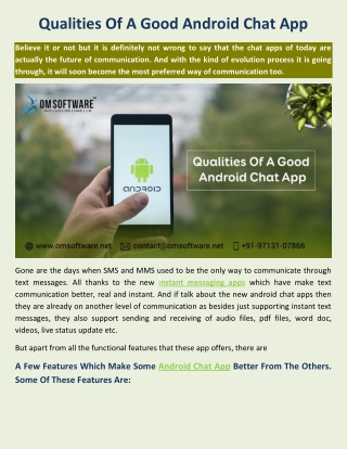 Qualities Of A Good Android Chat App