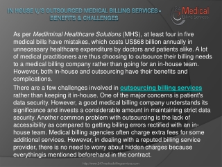 In house v/s Outsourced Medical Billing Services - Benefits & Challenges