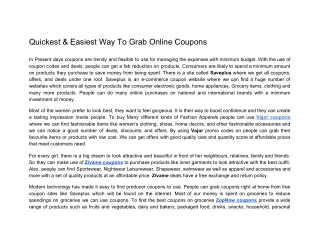 Quickest & Easiest Way To Grab Online Coupons