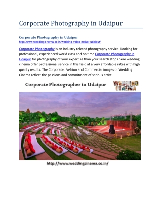 Corporate Photography in Udaipur