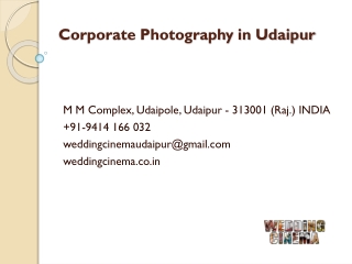 Corporate Photography in Udaipur