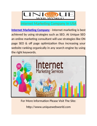 Internet Marketing Company In USA