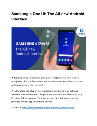 Samsung’s One UI: The All-new Android Interface
