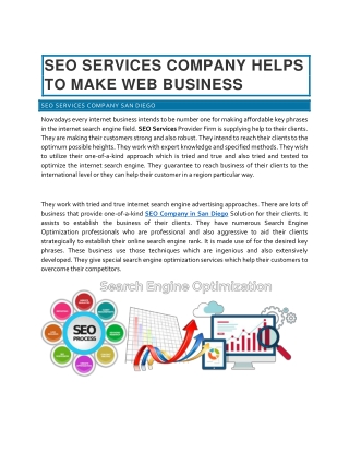 SEO Services Company Helps to Make Web Business