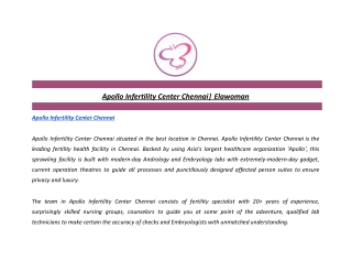 Apollo Infertility Center Chennai | Elawoman