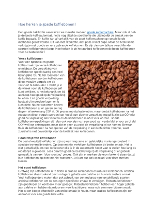 Hoe herken je goede koffiebonen