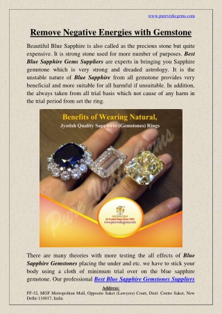 Remove Negative Energies with Gemstone