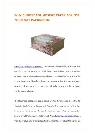 WHY CHOOSE COLLAPSIBLE PAPER BOX FOR YOUR GIFT PACKAGING?