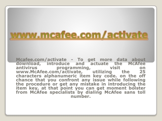 MCAFEE.COM/ACTIVATE- MCAFEE ACTIVATION ANTIVIRUS SUPPORT