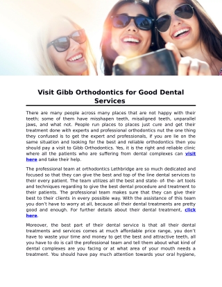 Visit Gibb Orthodontics for Good Dental Services