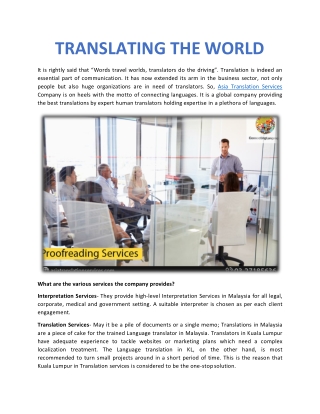 Professional Language Translator in Malaysia