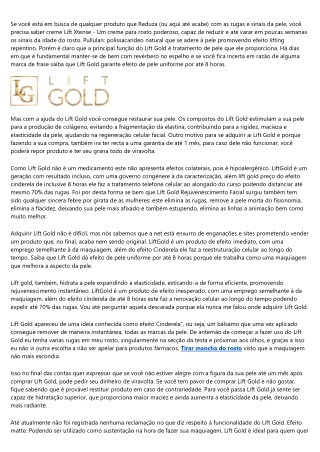 Saiba Como Conquistar A Juventude Por Mas Tempo Com O Lift Gold FUNCIONA