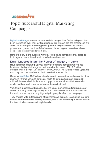 Top 5 Successful Digital Marketing Campaigns