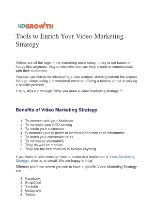 Tools to Enrich Your Video Marketing Strategy
