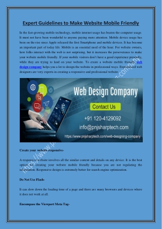 Expert Guidelines to Make Website Mobile Friendly