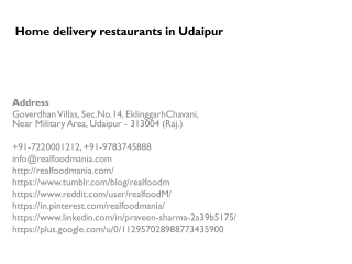 Home delivery restaurants in udaipur