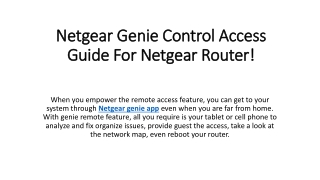 Netgear Genie Control Access Guide For Netgear Router!