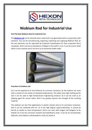 Characteristics of niobium rod and zirconium tube