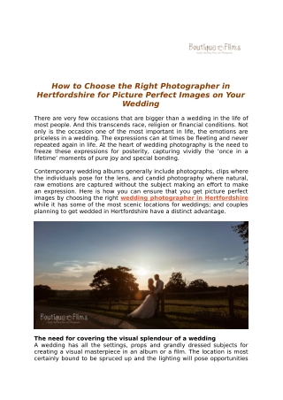 How to Choose the Right Photographer in Hertfordshire for Picture Perfect Images on Your Wedding