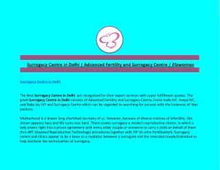 Surrogacy Centre in Delhi | Advanced Fertility and Surrogacy Centre | Elawoman