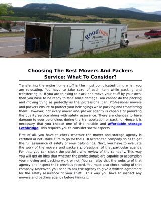 Choosing The Best Movers And Packers Service: What To Consider?