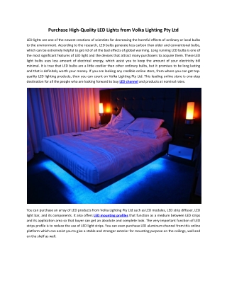 Purchase High-Quality LED Lights from Volka Lighting Pty Ltd