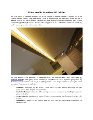 All You Need To Know About LED Lighting