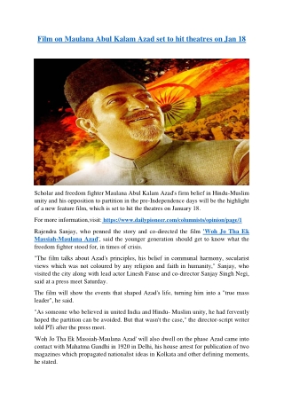 Film on Maulana Abul Kalam Azad set to hit theatres on Jan 18