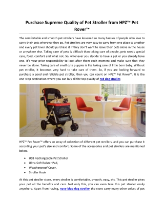 Purchase Supreme Quality of Pet Stroller from HPZ™ Pet Rover™