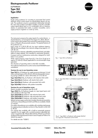 Samson Electropneumatic Positioner : Type 763 / 3763 in NCR : Seeautomation & Engineers