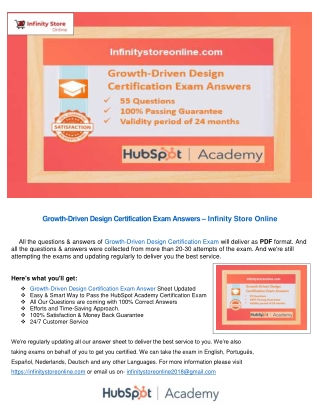 Growth-Driven Design Certification Exam Answers – Infinity Store Online