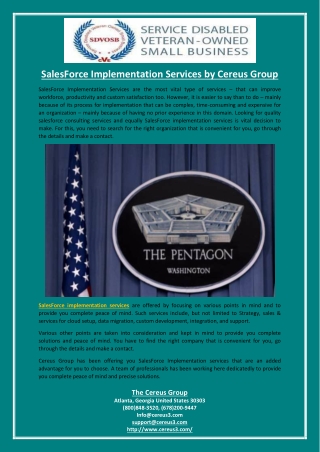 SalesForce Implementation Services by Cereus Group