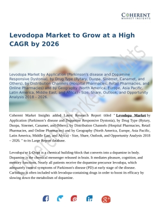 Levodopa Market Moving Toward 2026 With New Procedures