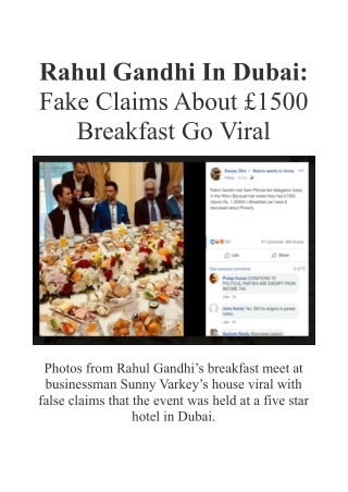 Rahul Gandhi In Dubai: Fake Claims About £1500 Breakfast Go Viral