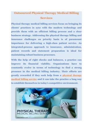 Introduction To Physical Therapy Medical Billing Services
