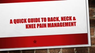 A Quick Guide to Back, Neck & Knee Pain Management