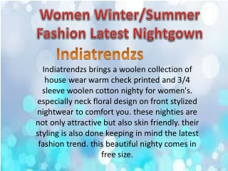 Women Winter/Summer Fashion Latest Nightgown