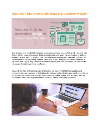 What does it take to successfully design an E-Commerce Website?