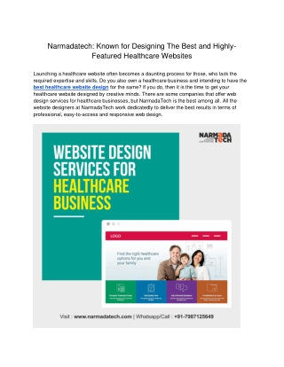 Narmadatech: Known for Designing The Best and Highly-Featured Healthcare Websites