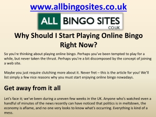 Why Should I Start Playing Online Bingo Right Now?
